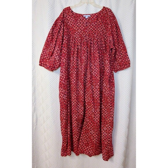 Only Necessities Patio Lounge House Dress Women's 3X (30/32) Caftan 1/4 Zip - Picture 2 of 10